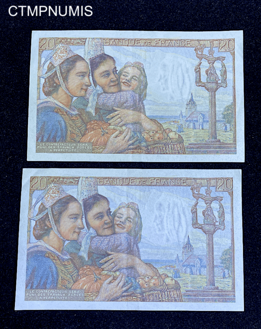 ,BILLET,FRANCE,20,FRANCS,PECHEUR,19,5,1945,