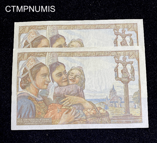 ,BILLET,FRANCE,20,FRANCS,PECHEUR,17,5,1944,