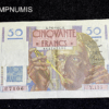 ,BILLET,FRANCE,50,FRANCS,LE,VERRIER,7,6,1951,