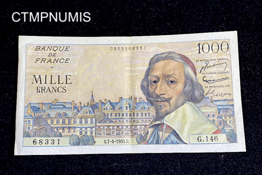 ,BILLET,FRANCE,1000,FRANCS,RICHELIEU,1955,
