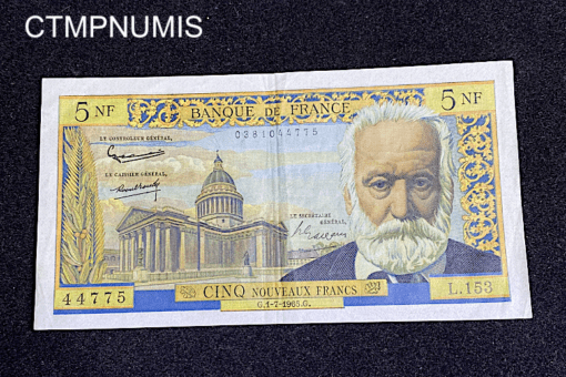 ,BILLET,FRANCE,5,NF,VICTOR,HUGO,1965,