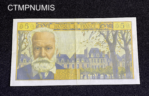 ,BILLET,FRANCE,5,NF,VICTOR,HUGO,1965,
