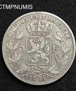 ,MONNAIE,BELGIQUE,5,FRANCS,ARGENT,1865,