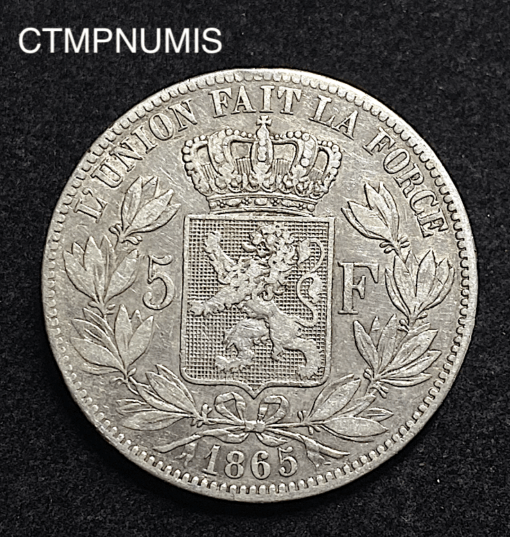 ,MONNAIE,BELGIQUE,5,FRANCS,ARGENT,1865,