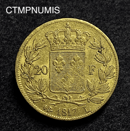 ,MONNAIE,20,FRANCS,OR,LOUIS,XVIII,1817,L,BAYONNE,