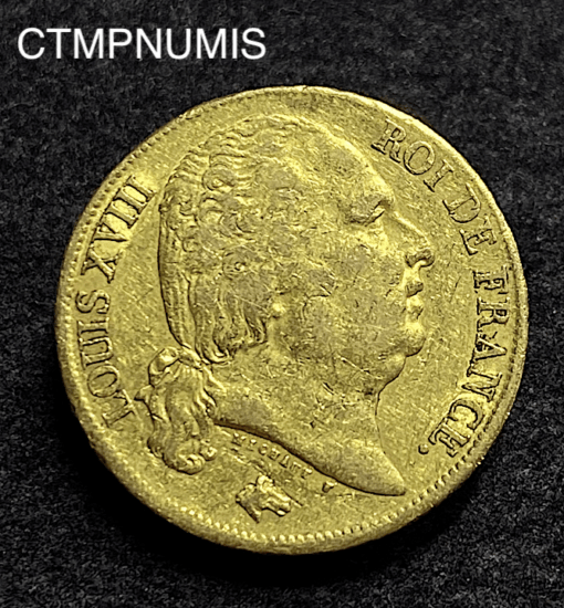 ,MONNAIE,20,FRANCS,OR,LOUIS,XVIII,1817,L,BAYONNE,