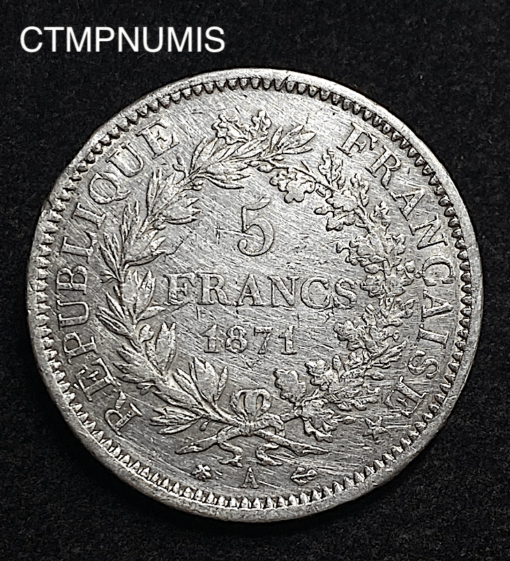 ,MONNAIE,5,FRANCS,ARGENT,HERCULE,1871,