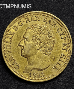 ,MONNAIE,ITALIE,80,LIRE,OR,1825,TURIN,