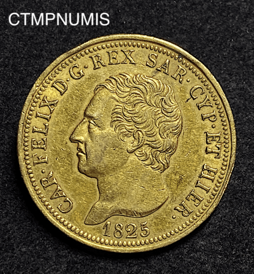 ,MONNAIE,ITALIE,80,LIRE,OR,1825,TURIN,
