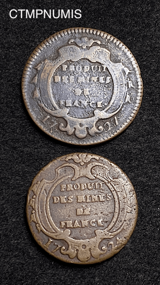 ,MONNAIE,SOL,MINES,FRANCE,1724,1727,LOUIS,XV,
