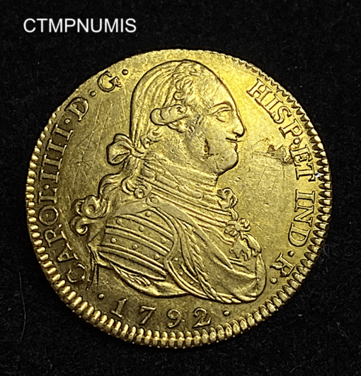 ,MONNAIE,ESPAGNE,4,ESCUDOS,OR,CHARLES,1792,MADRID,