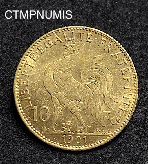 ,MONNAIE 10,FRANCS,OR,COQ,1901,