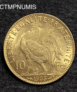 ,MONNAIE,10,FRANCS,OR,COQ,1905,