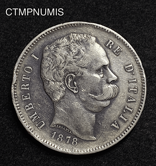 ,MONNAIE,ITALIE,5,LIRE,ARGENT,UMBERTO,1878,