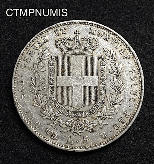 ,MONNAIE,ITALIE,5,LIRE,ARGENT,1852,GENES,