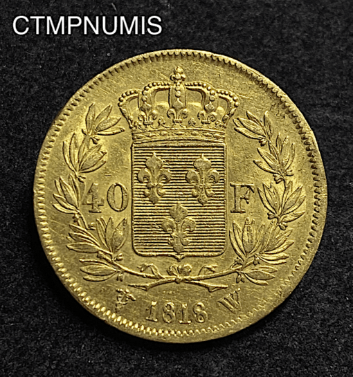 ,MONNAIE,40,FRANCS,OR,LOUIS,XVIII,1818,LILLE,