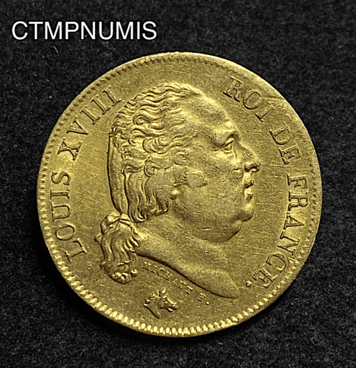 ,MONNAIE,40,FRANCS,OR,LOUIS,XVIII,1818,LILLE,