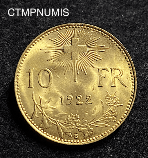 ,MONNAIE,SUISSE,10,FRANCS,OR,1922,
