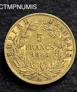 ,MONNAIE,5,FRANCS,OR,NAPOLEON,1865,BB,STRASBOURG,