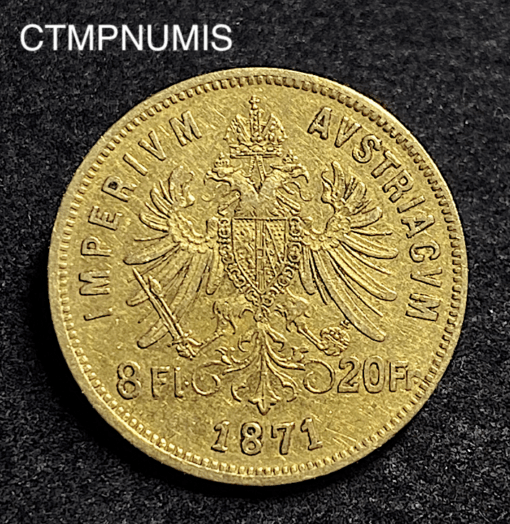 ,MONNAIE,AUTRICHE,20,FRANCS,OR,8,FLORIN,1871,