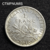 ,MONNAIE,1,FRANC,ARGENT,SEMEUSE,1910,