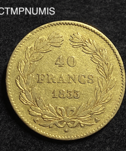 ,MONNAIE,40,FRANCS,OR,LOUIS,1833,