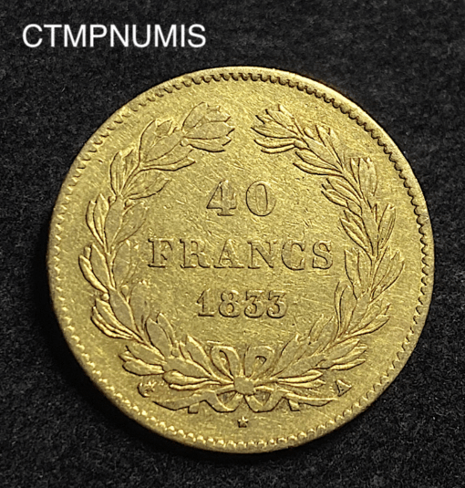 ,MONNAIE,40,FRANCS,OR,LOUIS,1833,