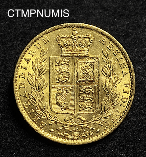 ,MONNAIE,ROYAUME,UNI,SOUVERAIN,OR,VICTORIA,BLASON,1869,