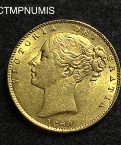 ,MONNAIE,ROYAUME,UNI,SOUVERAIN,OR,VICTORIA,BLASON,1869,