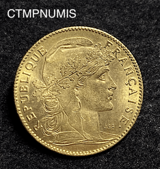 ,MONNAIE,10,FRANCS,OR,COQ,1910,