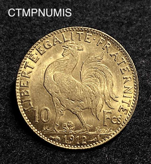 ,MONNAIE,10,FRANCS,OR,COQ,1912,