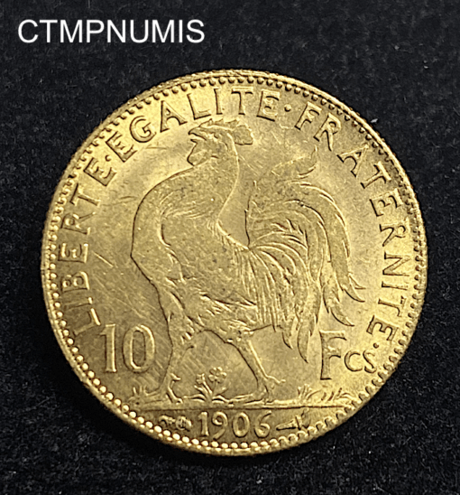 ,MONNAIE,10,FRANCS,OR,COQ,1906,