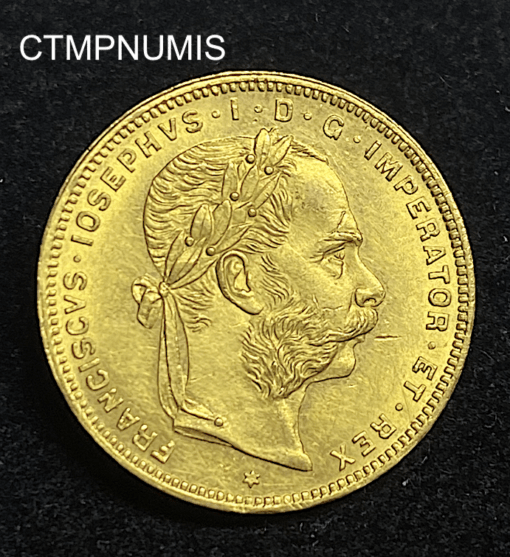 ,MONNAIE,AUTRICHE,20,FRANCS,8,FLORIN,OR,1878,