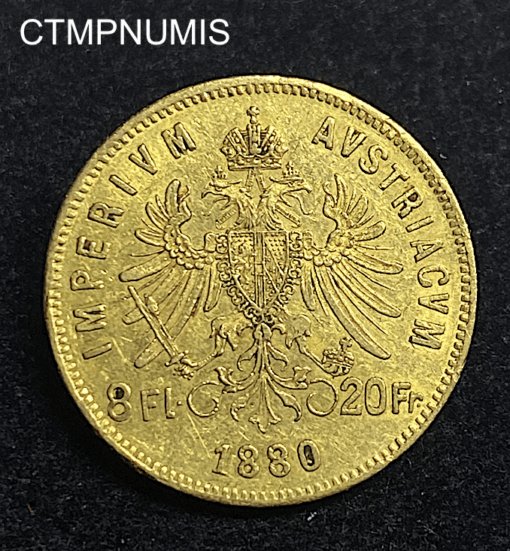,MONNAIE,AUTRICHE,20,FRANCS,OR,8,FLORIN,1880,