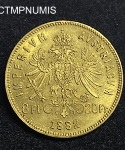 ,MONNAIE,AUTRICHE,20,FRANCS,8,FLORIN,1882,OR,