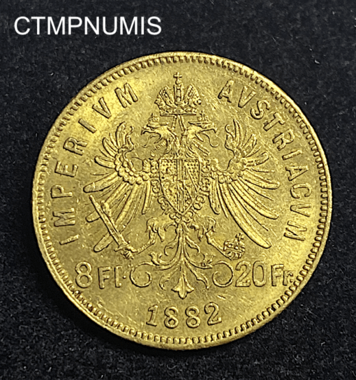 ,MONNAIE,AUTRICHE,20,FRANCS,8,FLORIN,1882,OR,