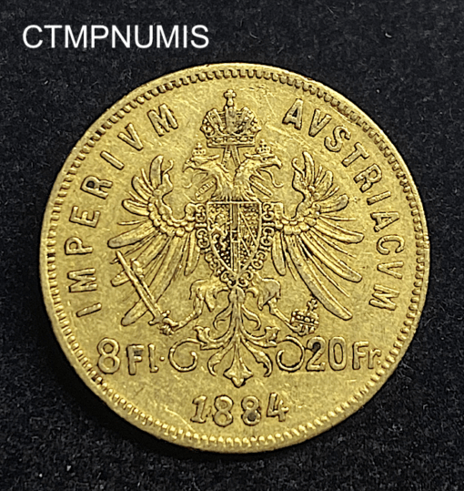 ,MONNAIE,AUTRICHE,20,FRANCS,8,FLORIN,1884,