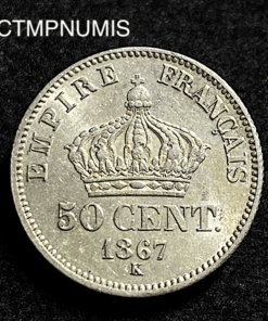 ,MONNAIE,50,CENTIMES,ARGENT,1867,K,BORDEAUX,