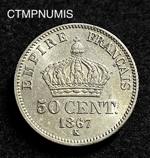 ,MONNAIE,50,CENTIMES,ARGENT,1867,K,BORDEAUX,