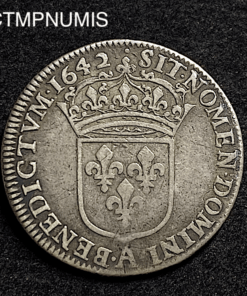 ,MONNAIE,LOUIS,XIII,1/4,ECU,1°,POINCON,WARIN,1642,