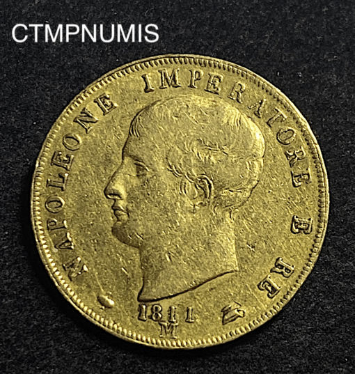 ,MONNAIE,ITALIE,40,LIRE,OR,NAPOLEON,1811,MILAN,