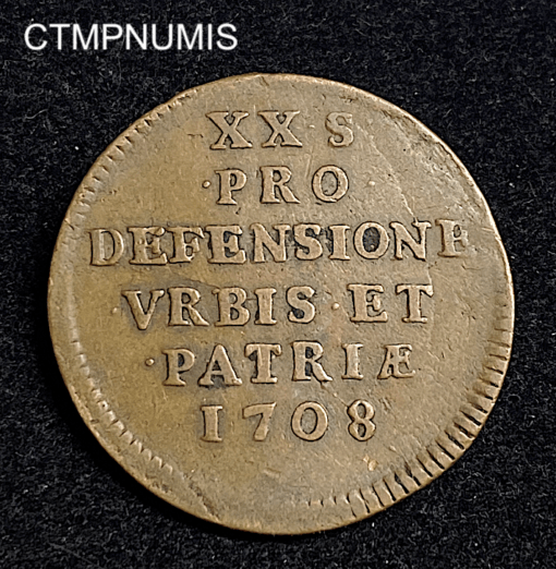 ,MONNAIE,OBSIDIONALE,XX,SOLS,1708,LILLE,