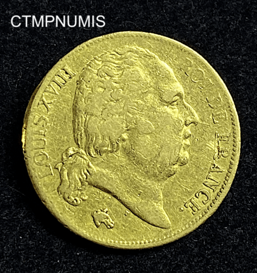 ,MONNAIE,20,FRANCS,OR,LOUIS,XVIII,1817,BAYONNE,