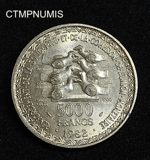 ,MONNAIE,AFRIQUE,OUEST,5000,FRANCS,1982,