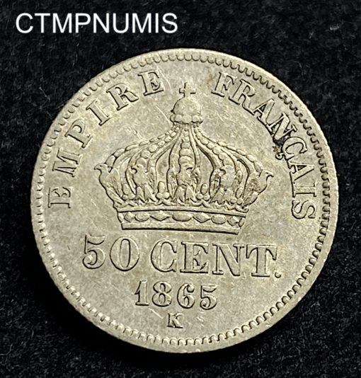 ,MONNAIE,50,CENTIMES,NAPOLEON,1865,BORDEAUX,