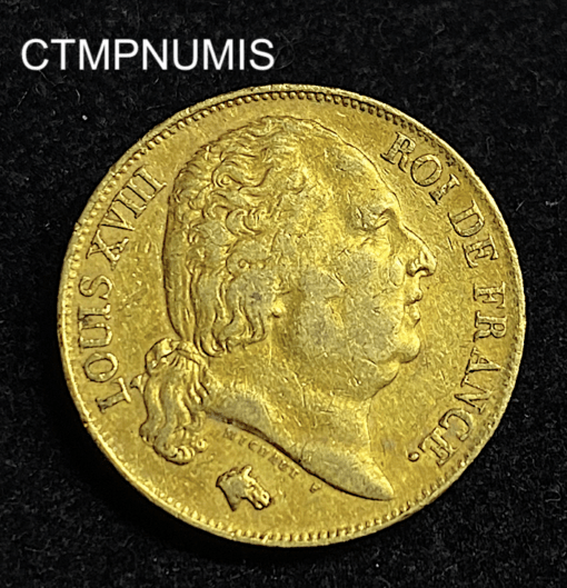 ,MONNAIE,20,FRANCS,OR,LOUIS,XVIII,1817,Q,PERPIGNAN,