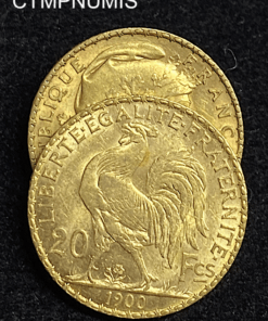 ,MONNAIE,20,FRANCS,OR,COQ,1900,