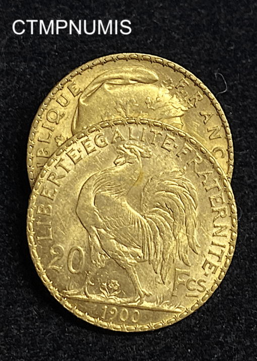 ,MONNAIE,20,FRANCS,OR,COQ,1900,