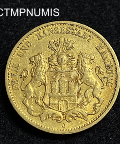 ,MONNAIE,HAMBOURG,20,MARK,OR,1884,