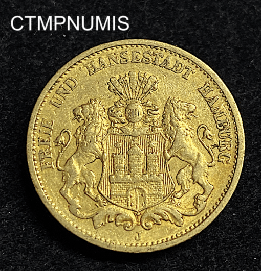 ,MONNAIE,HAMBOURG,20,MARK,OR,1884,
